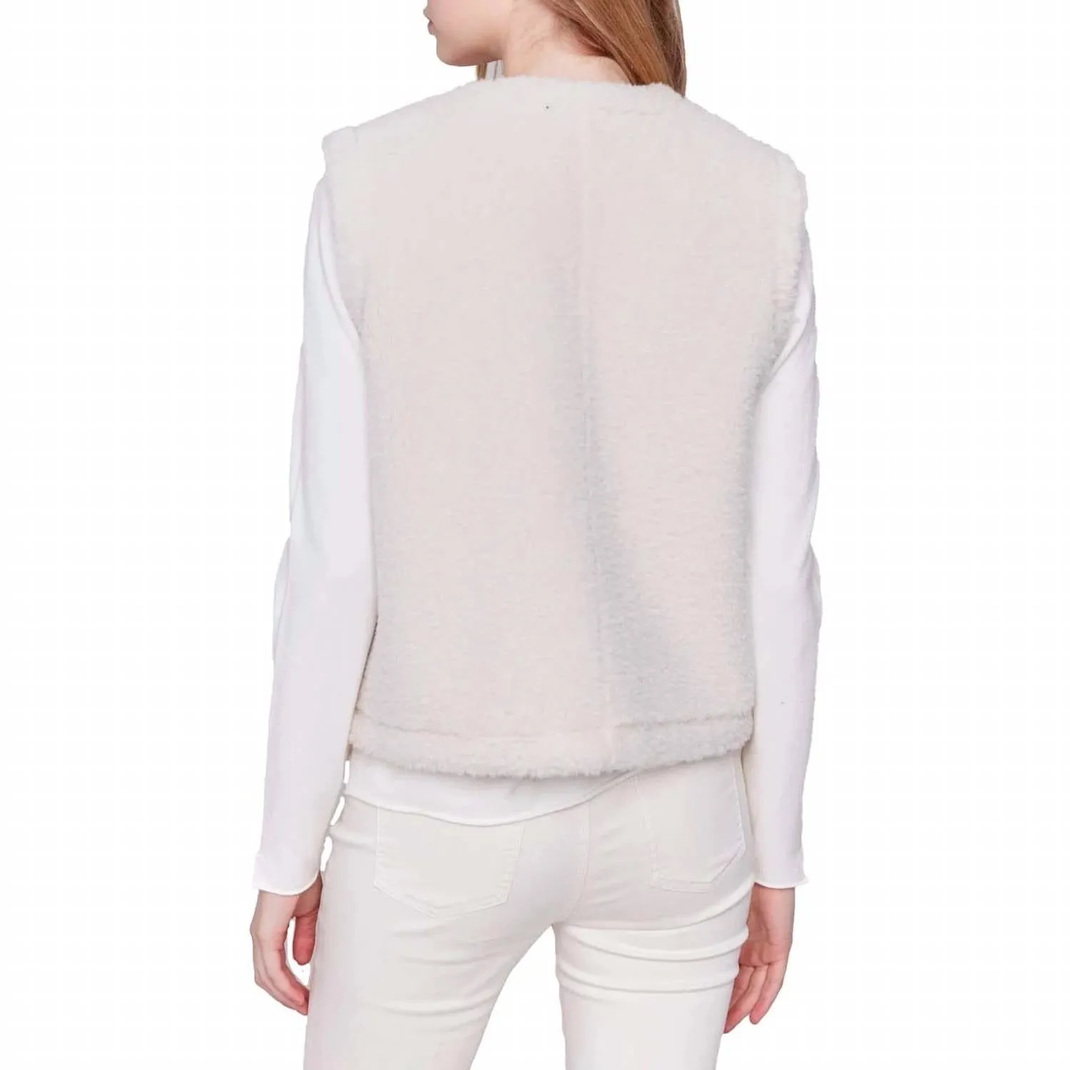 Reverisble Faux Fur & Suede Vest In Ercu
