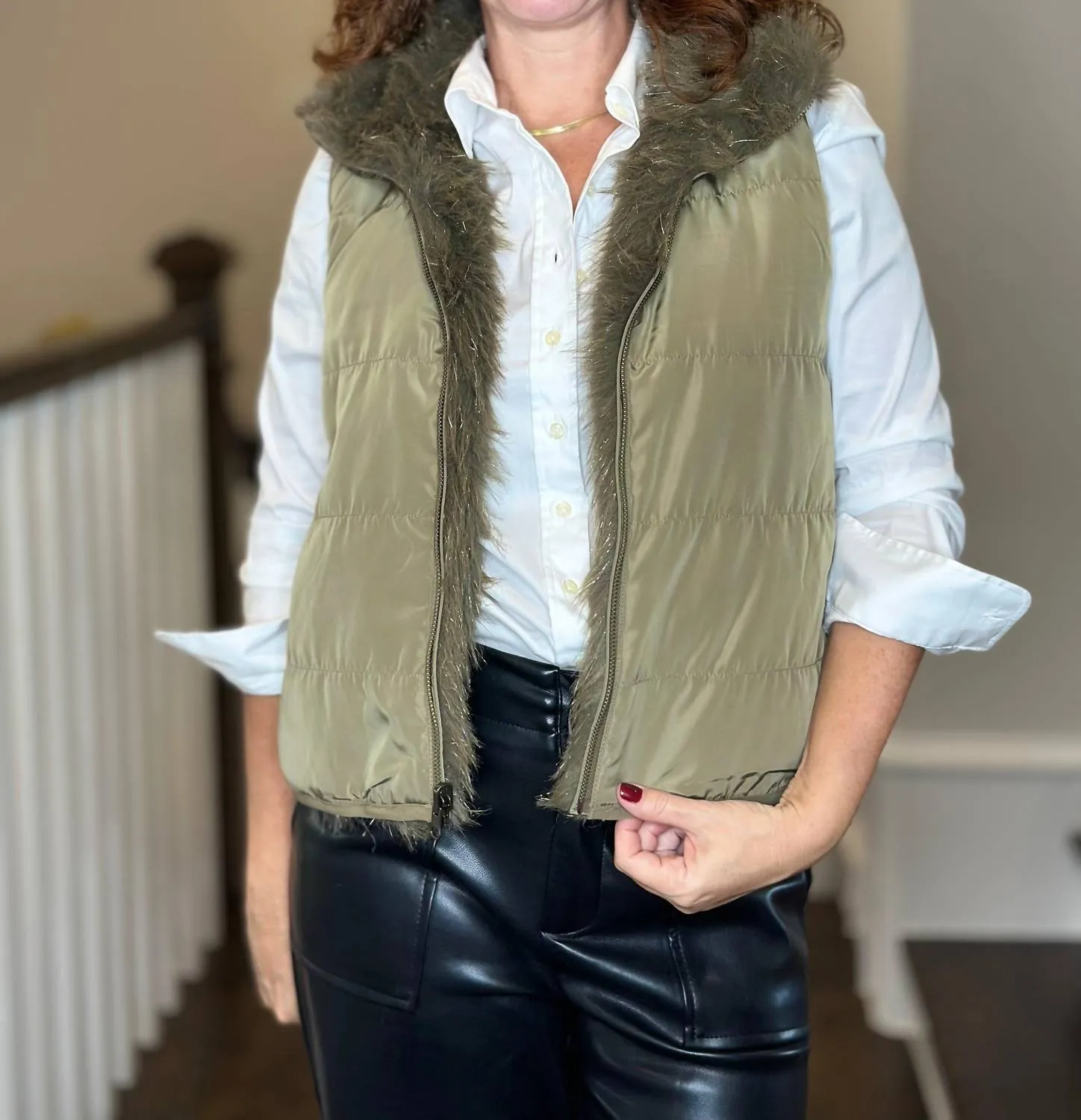 Reversible Vest In Olive