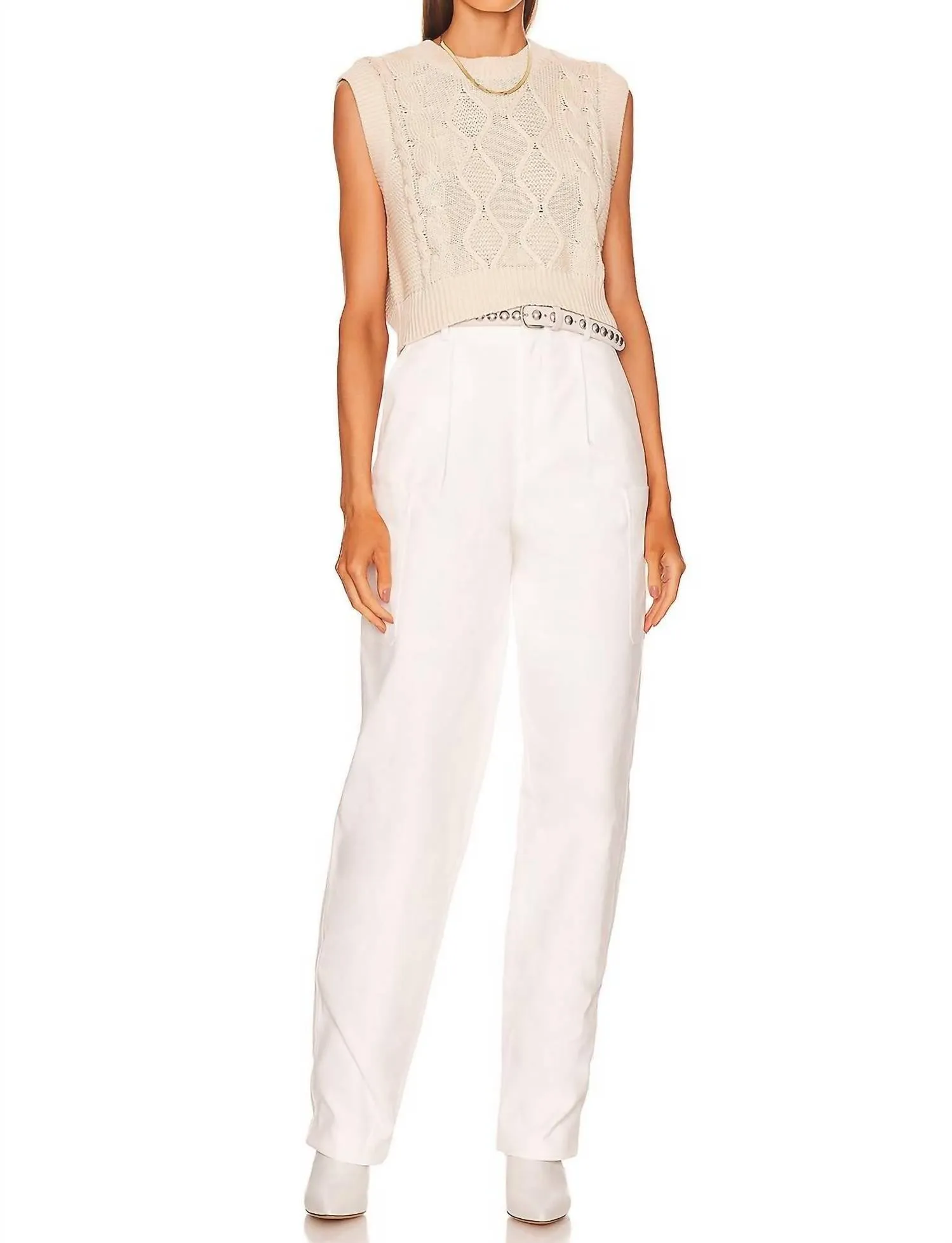 Robin Cable Vest In Cream