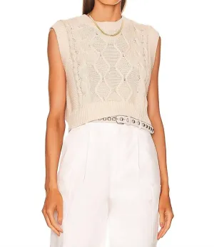 Robin Cable Vest In Cream