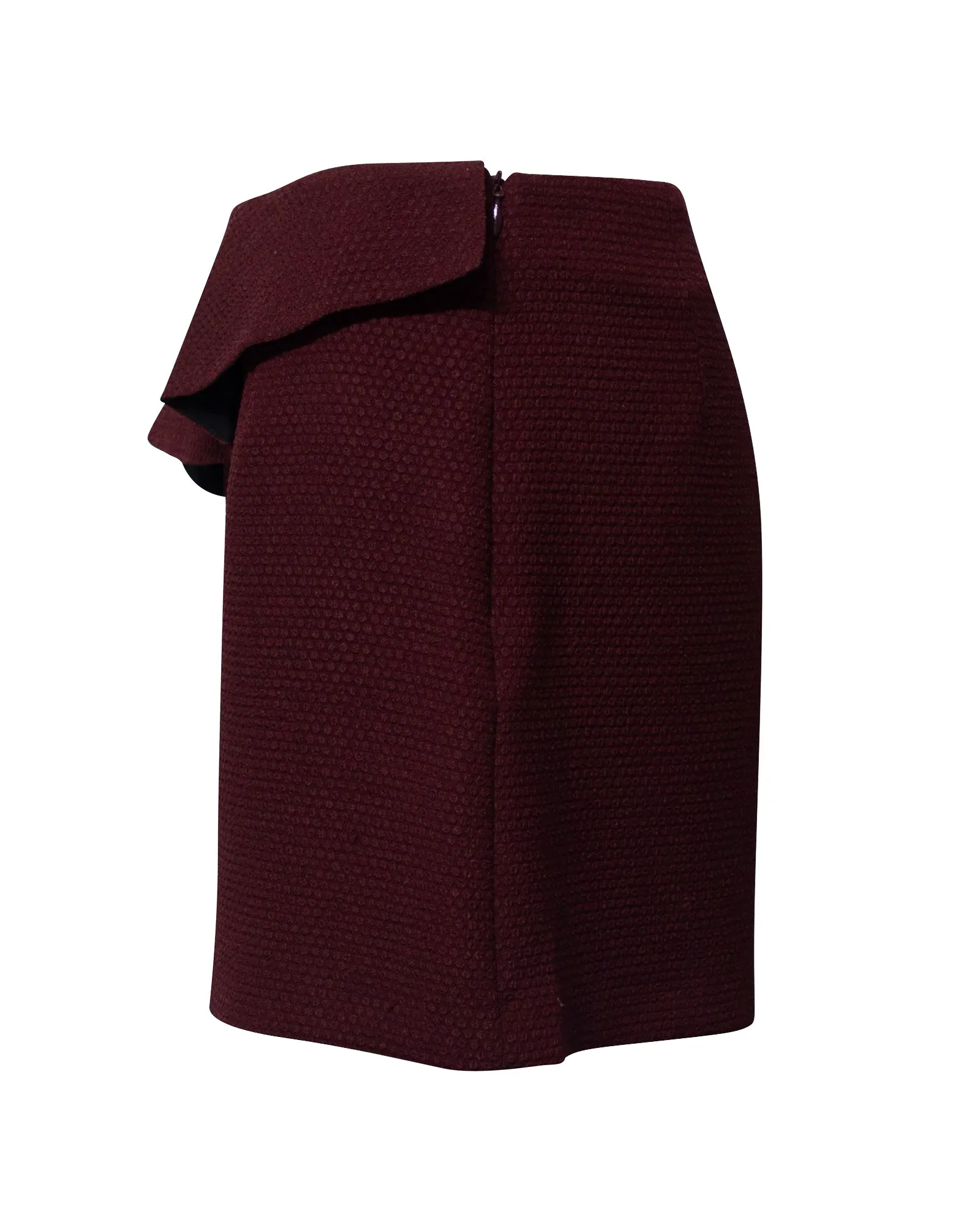 Sandro Paris Ruffled Textured Shorts in Burgundy Polyester