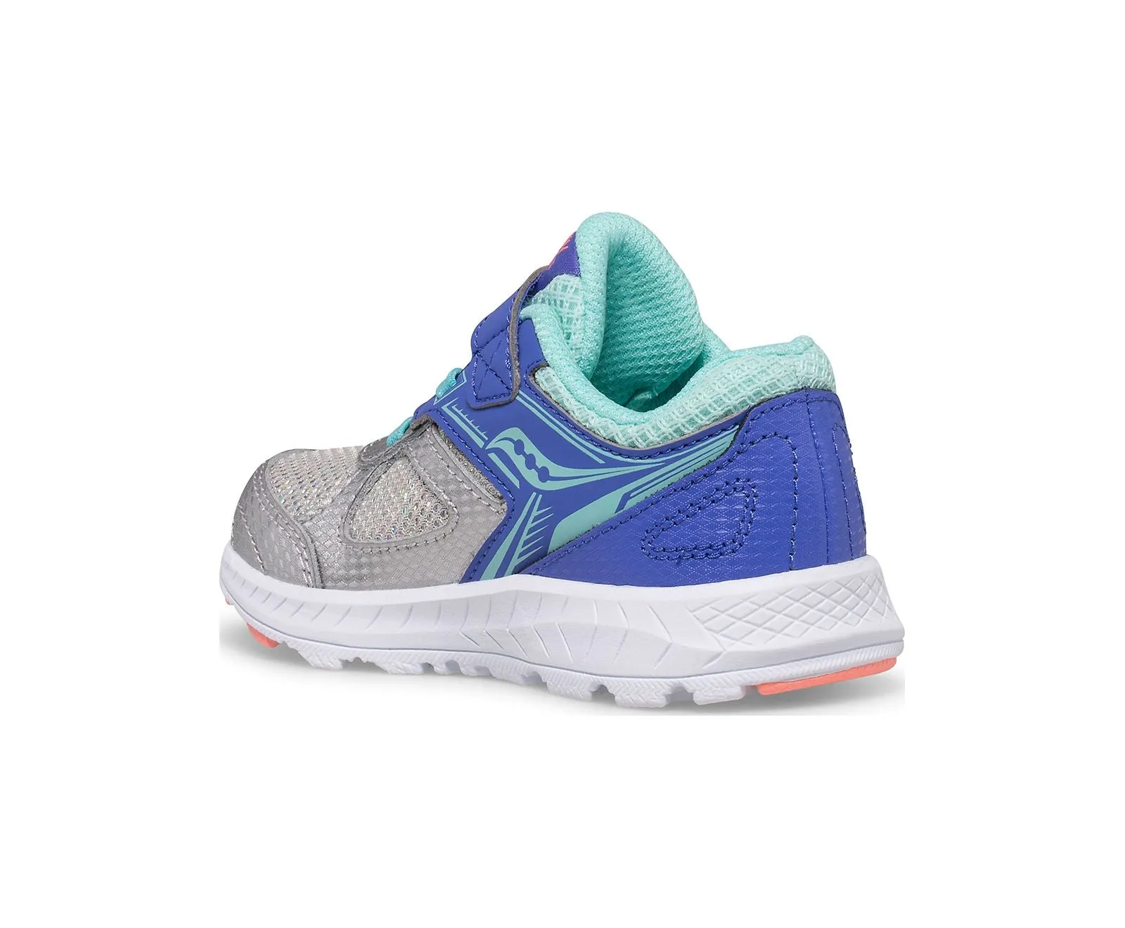 Saucony Shoes Cohesion 14 A/C Jr. Sneaker Silver/Periwinkle/Turquoise (4c-10c)