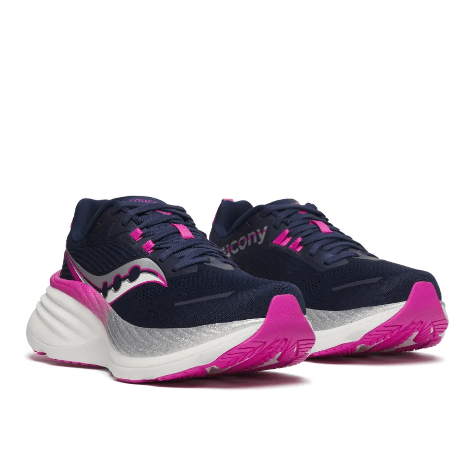 Saucony Women's Hurricane 24 Running Shoes in Navy/Fuchsia SS25 Shoes_Saucony