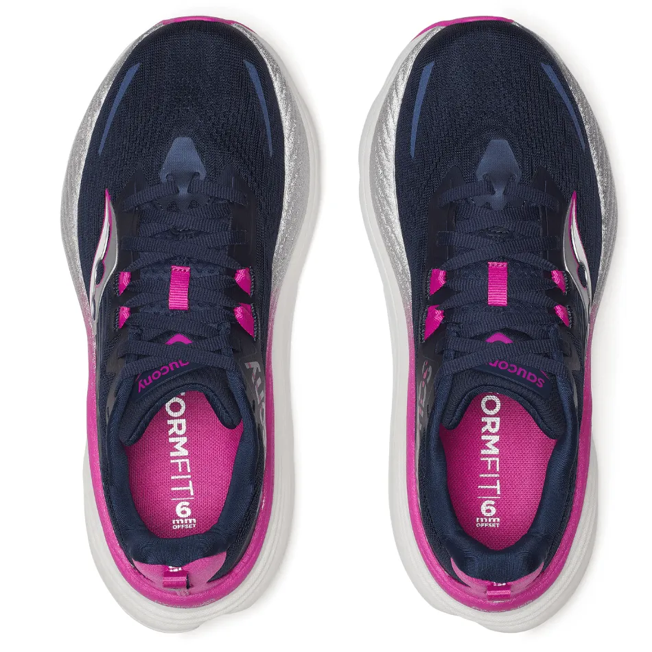 Saucony Women's Hurricane 24 Running Shoes in Navy/Fuchsia SS25 Shoes_Saucony