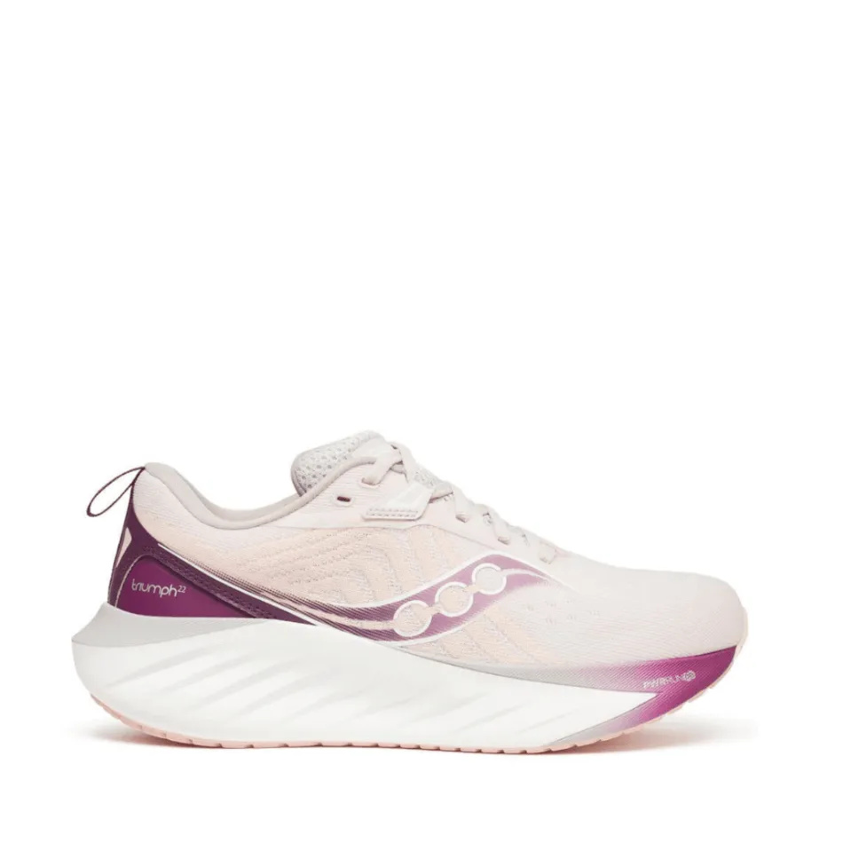 Saucony Women's Triumph 22 Running Shoes in Moon/Eggplant AW24 Shoes_Saucony