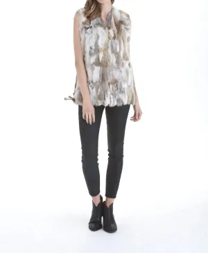 Savannah Genuine Real Rabbit Fur Vest In Natural Brown