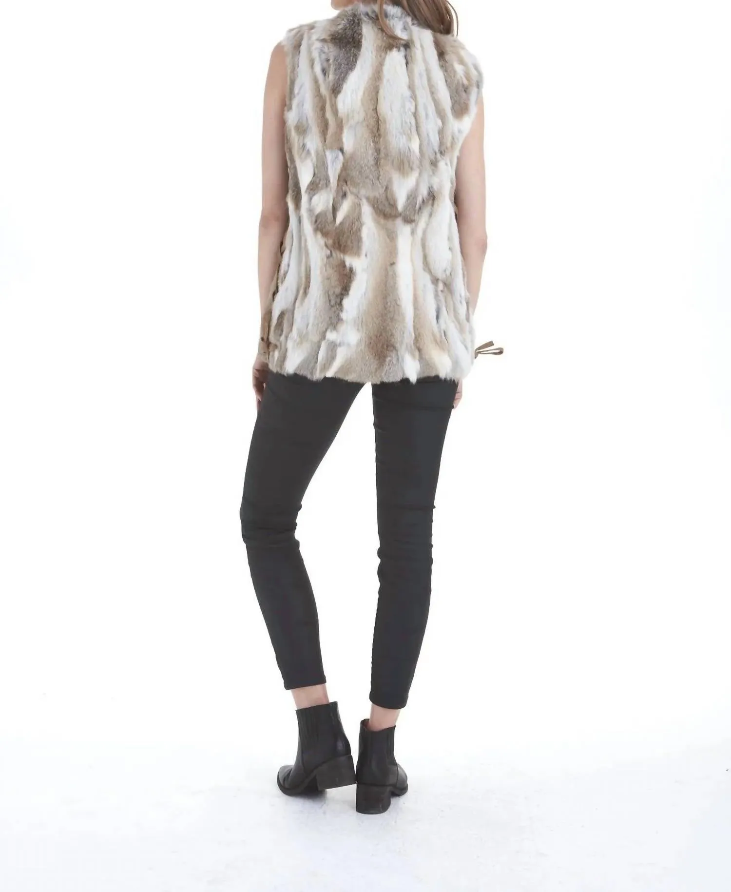Savannah Genuine Real Rabbit Fur Vest In Natural Brown