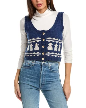 SEA NY Afina Knits Cropped Wool Vest