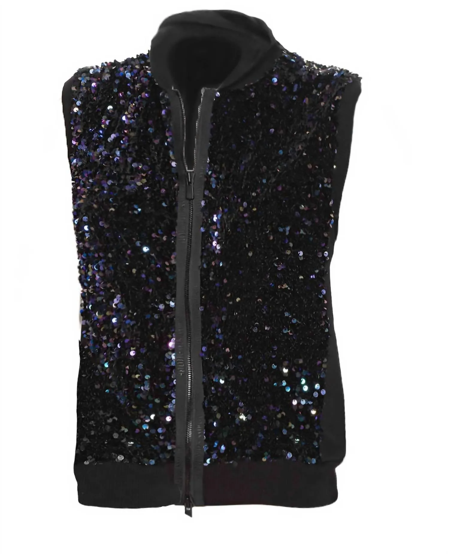 Sequin Knit Vest In Black