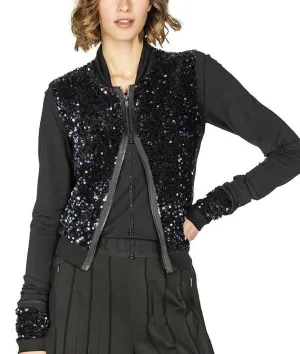 Sequin Knit Vest In Black