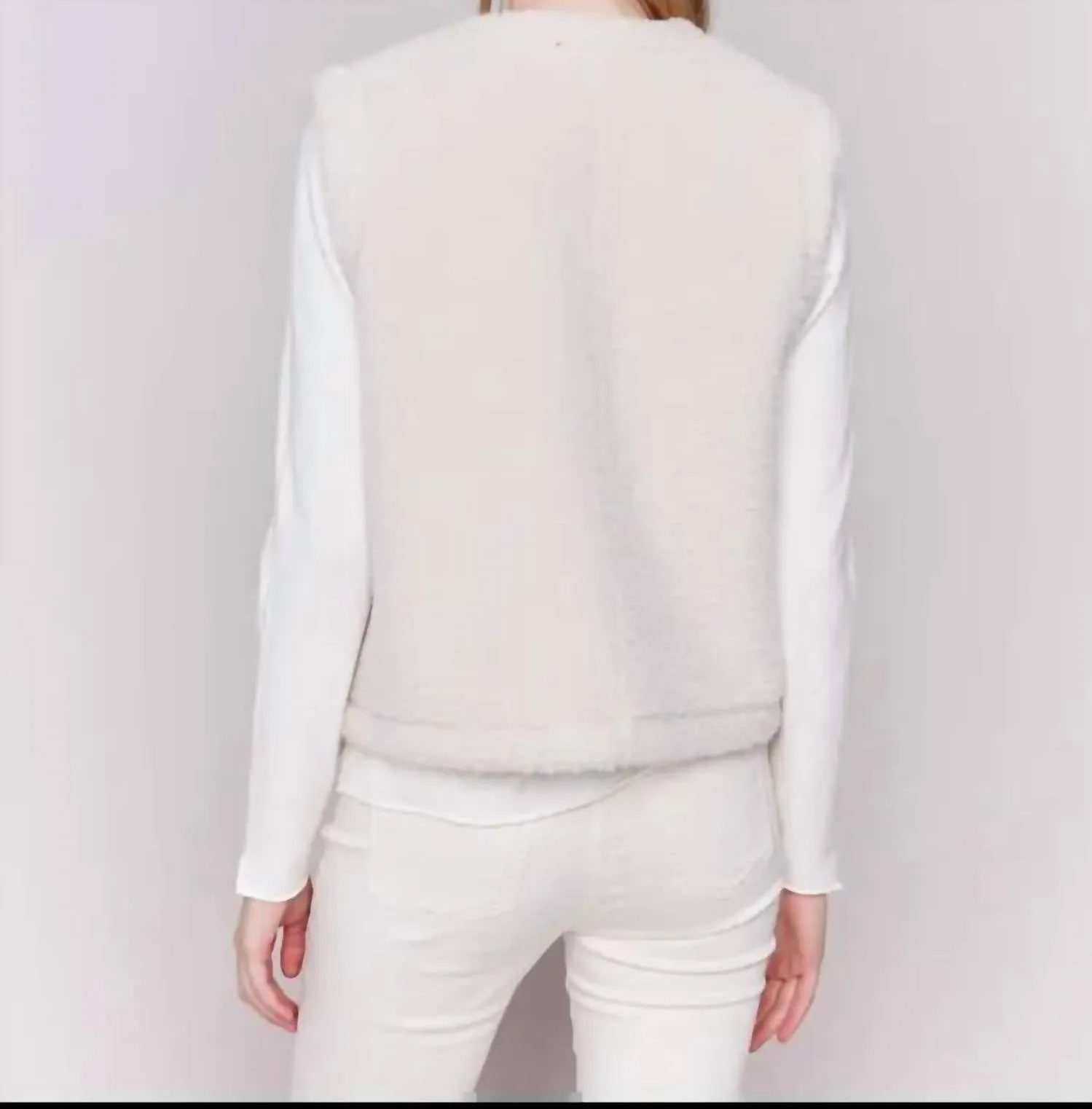 Sherpa Reversible Truffle Vest In Ecru
