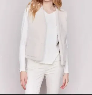 Sherpa Reversible Truffle Vest In Ecru