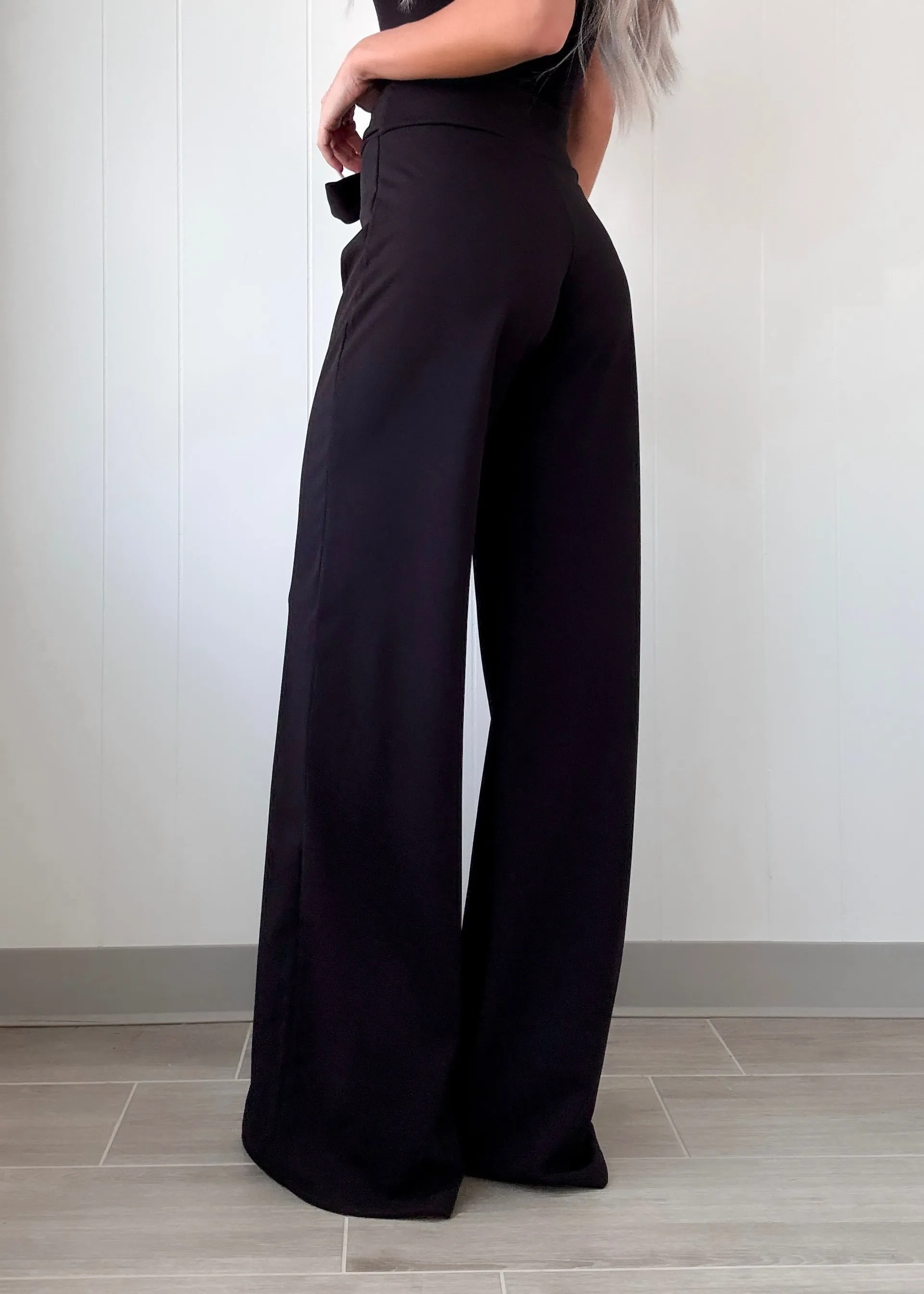 Signature Tie Flare Pants - Black
