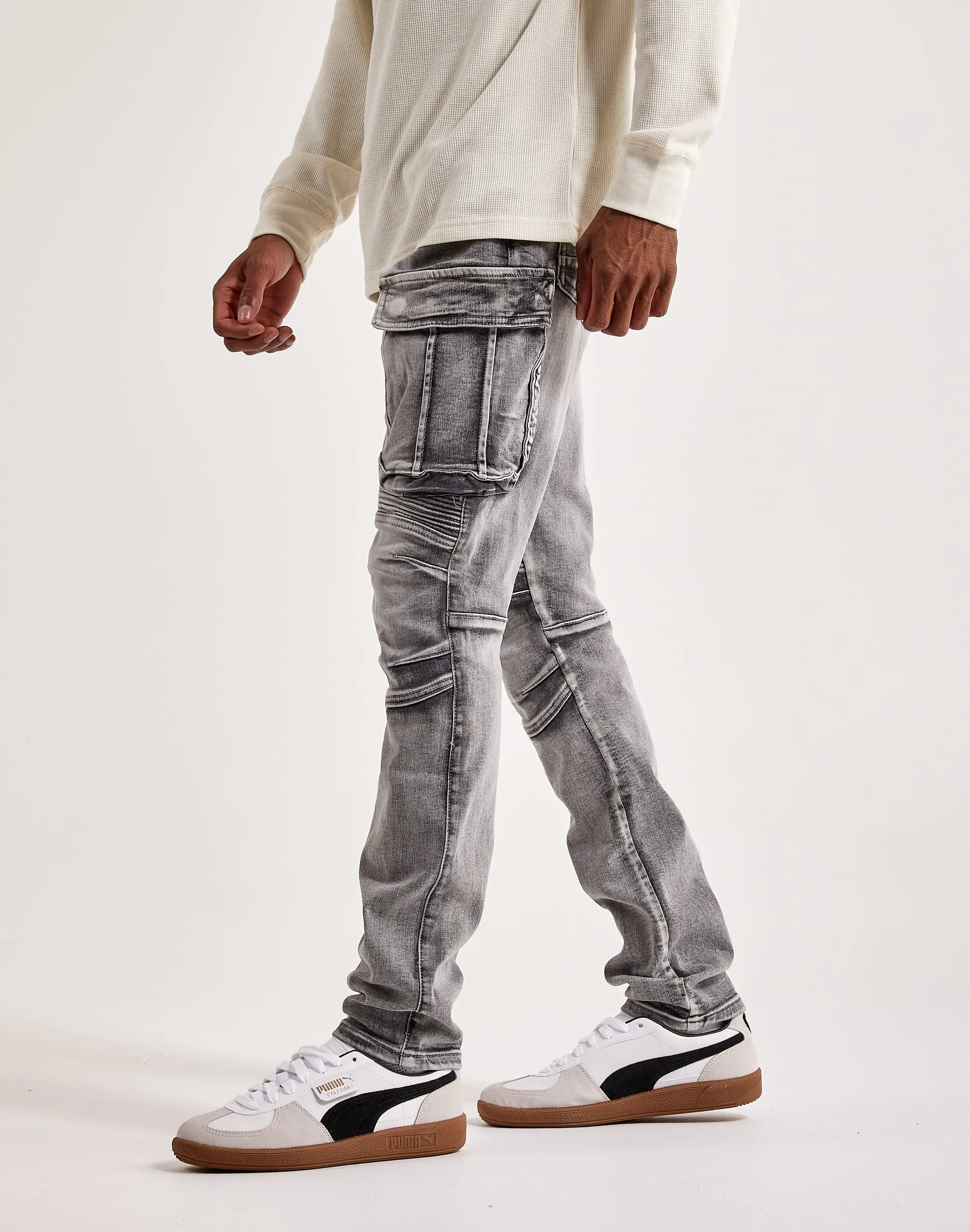 Smoke Rise Denim Moto Cargo Pants