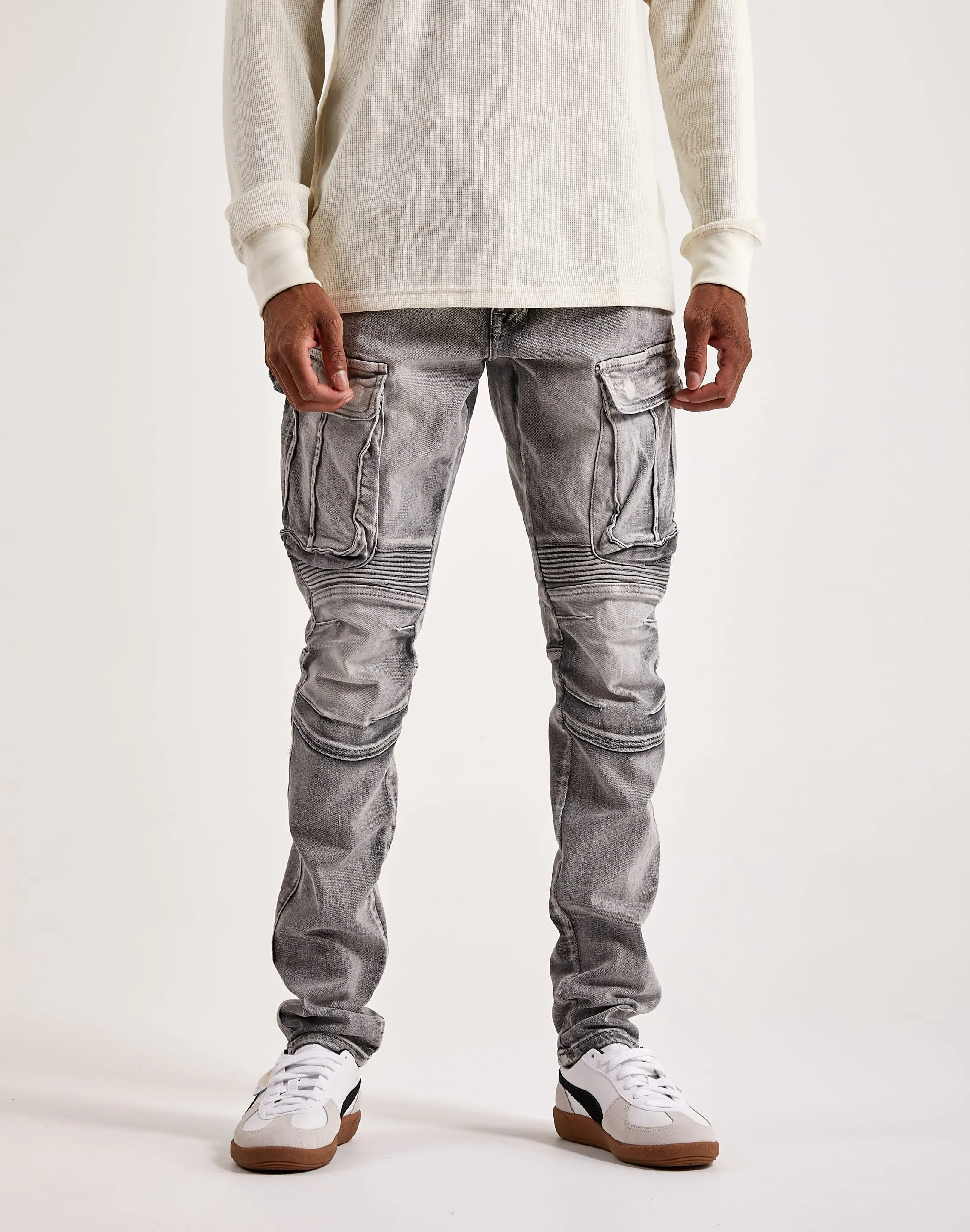 Smoke Rise Denim Moto Cargo Pants