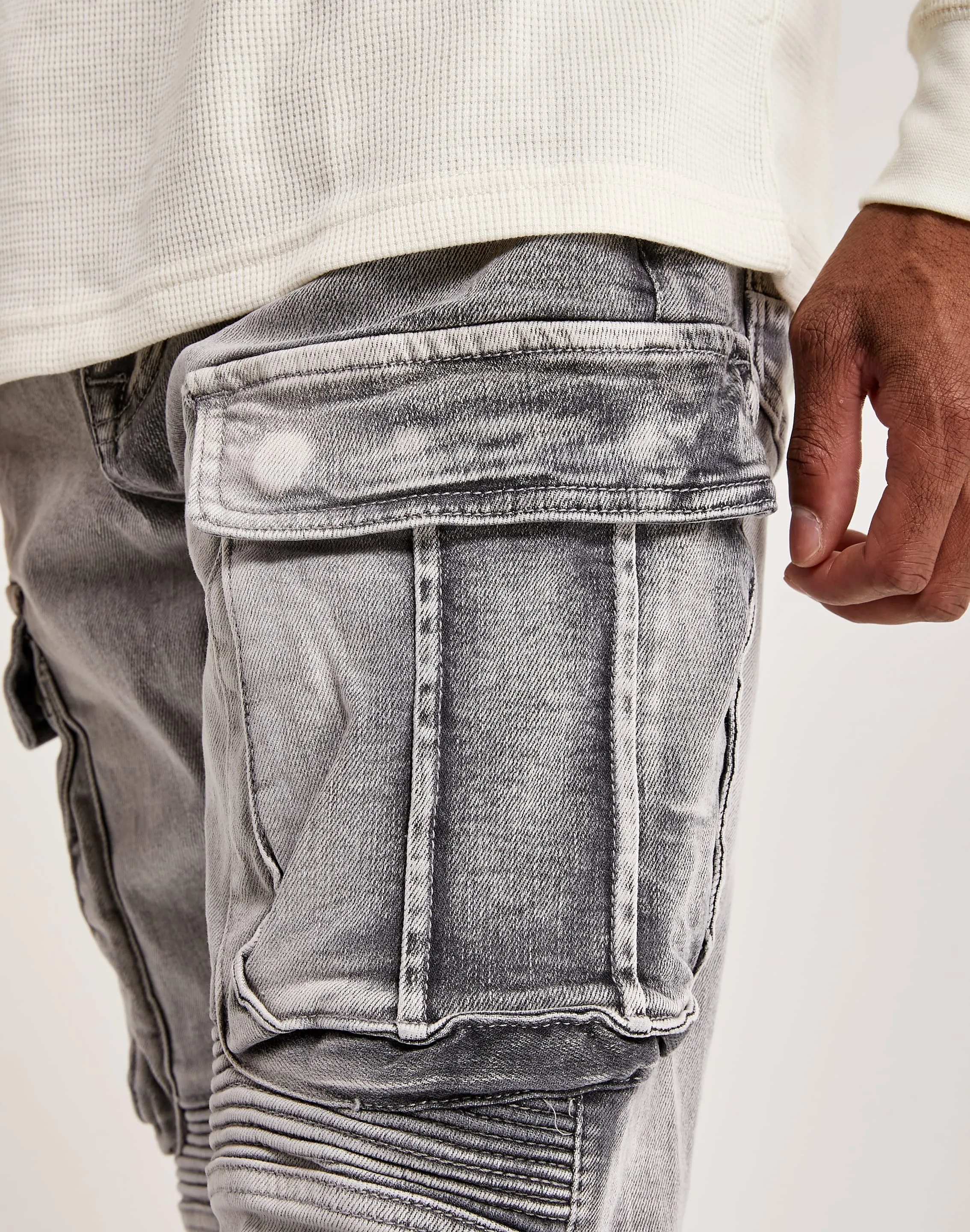 Smoke Rise Denim Moto Cargo Pants