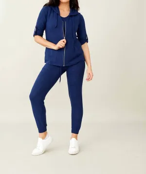 Soft Stretch Hooded Vest In Navy