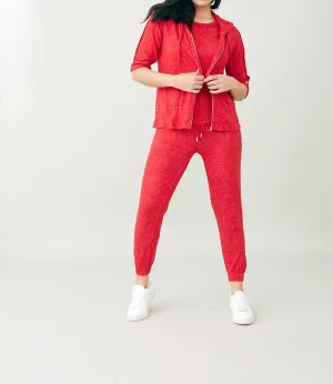 Soft Stretch Hooded Vest In Red