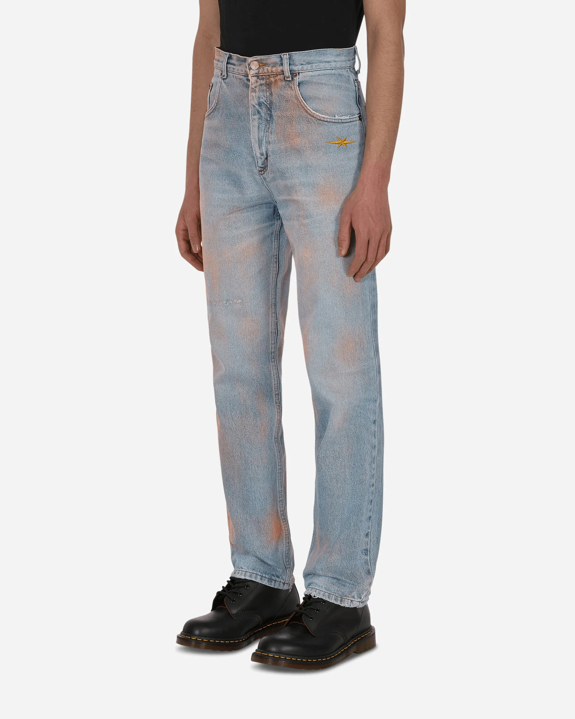 Spray Painted Vintage Denim Pants Blue