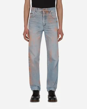 Spray Painted Vintage Denim Pants Blue