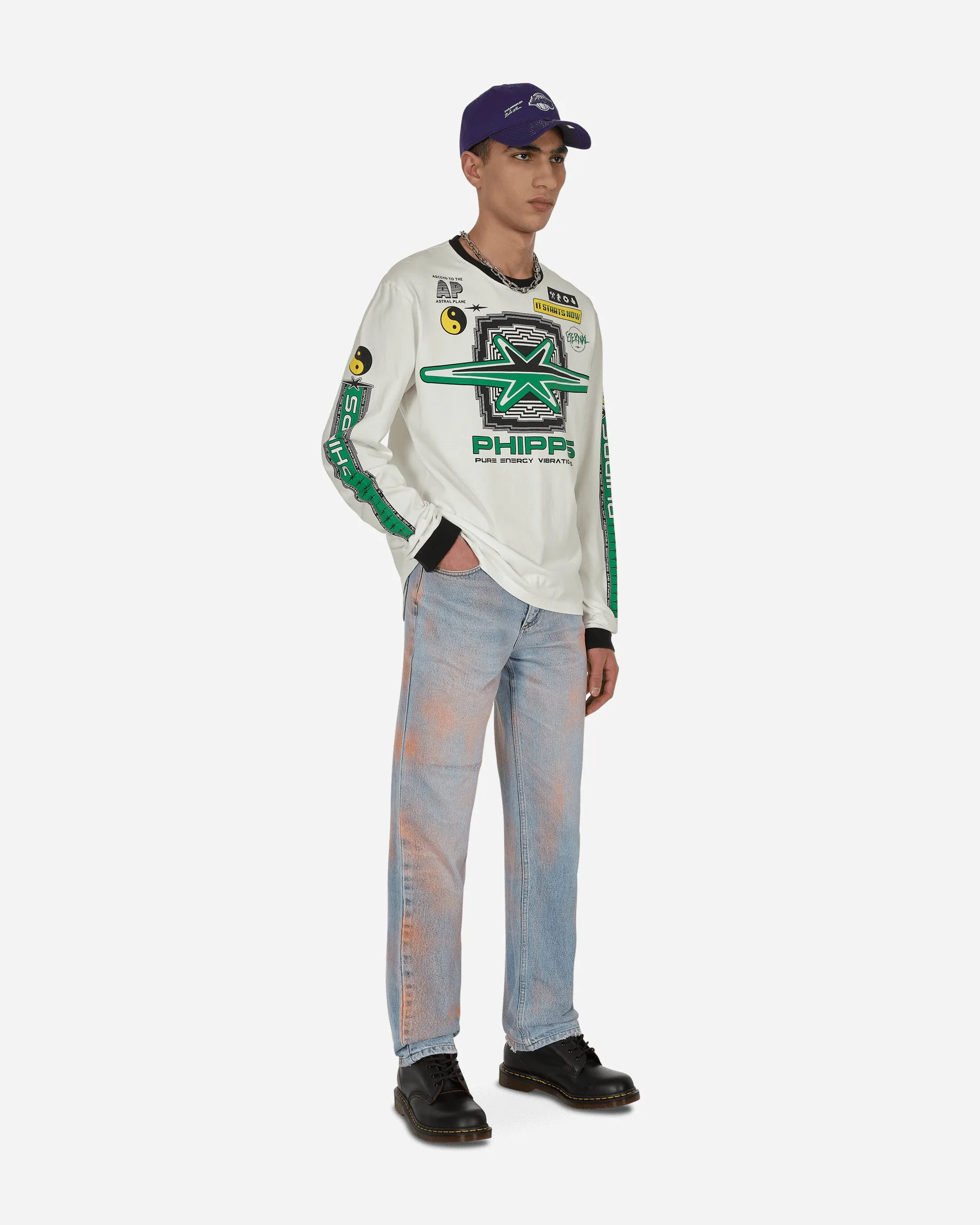 Spray Painted Vintage Denim Pants Blue