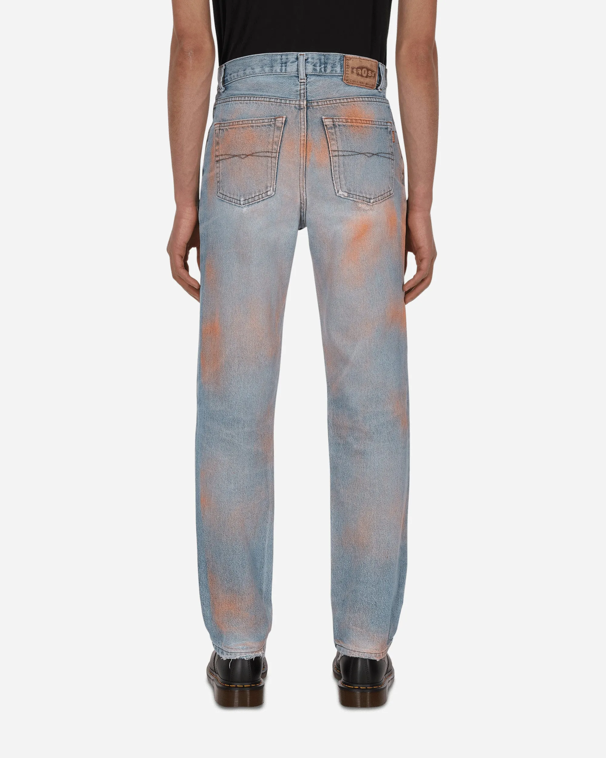 Spray Painted Vintage Denim Pants Blue