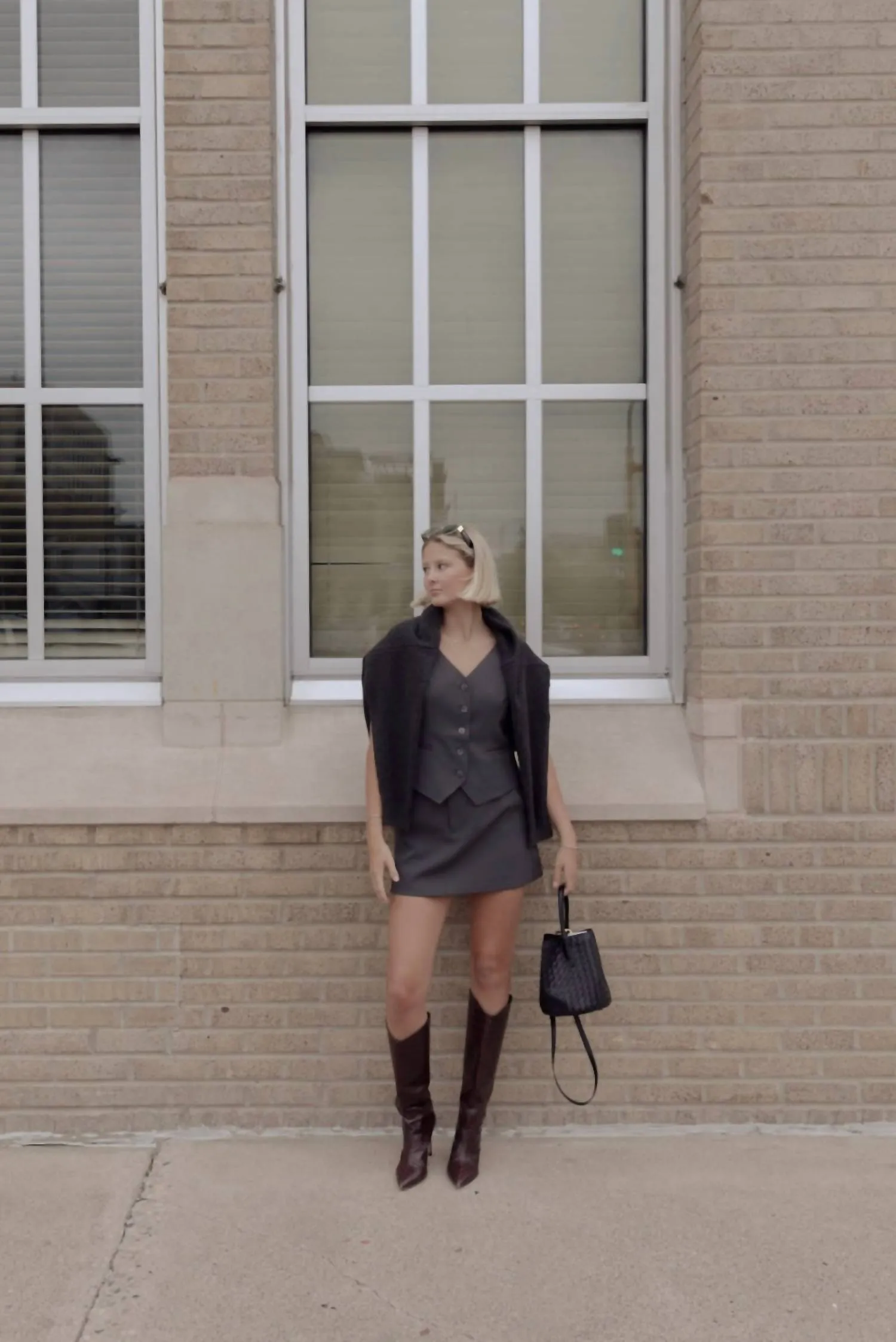 Suiting Buttoned Vest In Gray