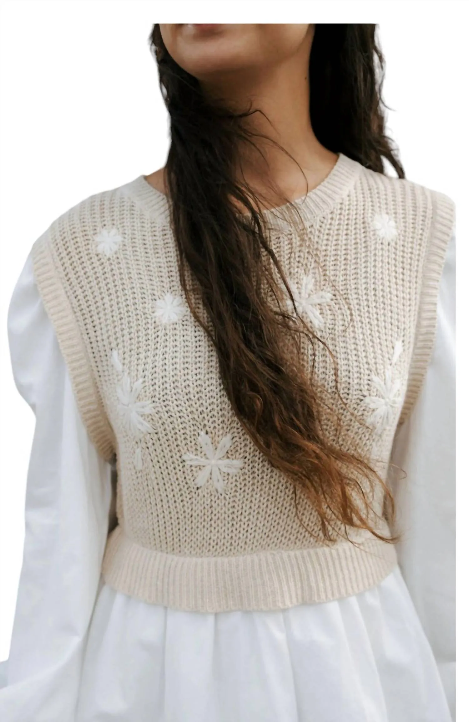 Sweater Vest Dress In Ivory