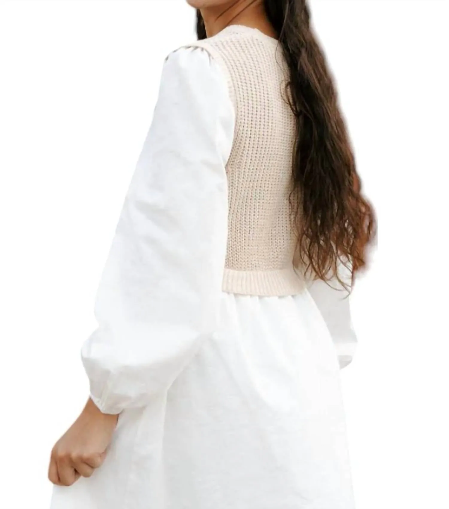Sweater Vest Dress In Ivory