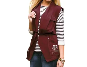 Texas A&m University Logo Drawstring Vest In Burgundy