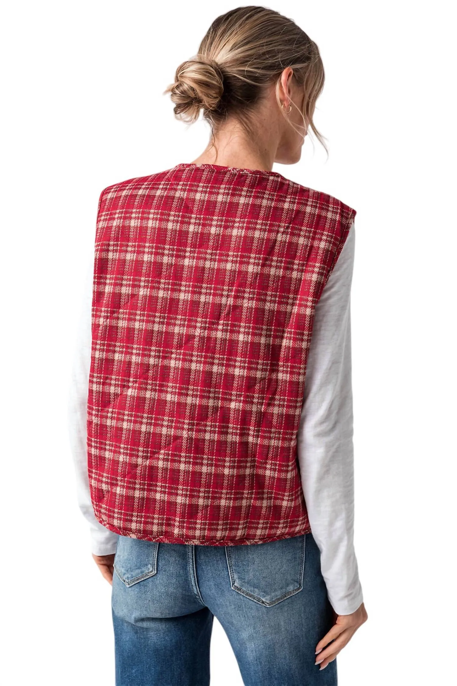 That's So True Plaid Vest In Red