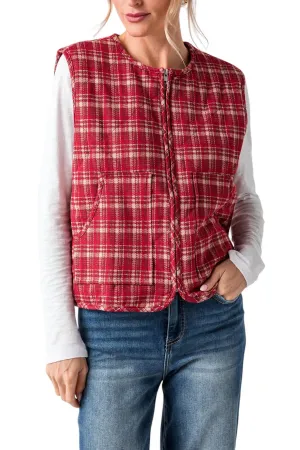 That's So True Plaid Vest In Red