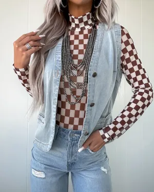 Took My Time Tencel Denim Vest - Blue