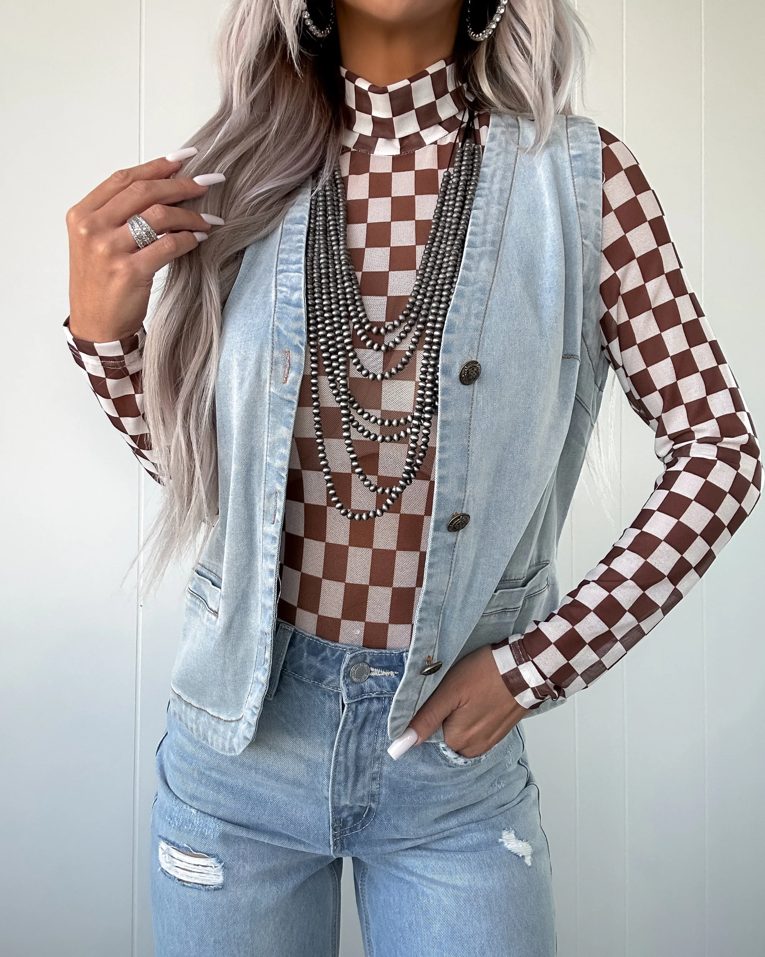 Took My Time Tencel Denim Vest - Blue