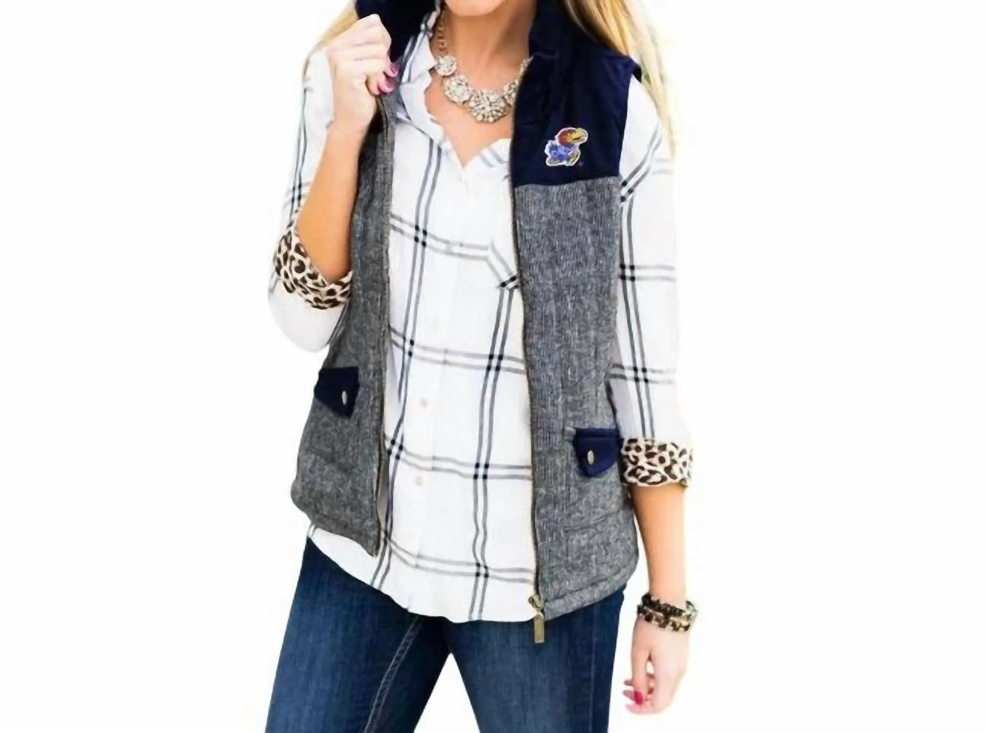 University Of Kansas Prep For It Vest In Grey