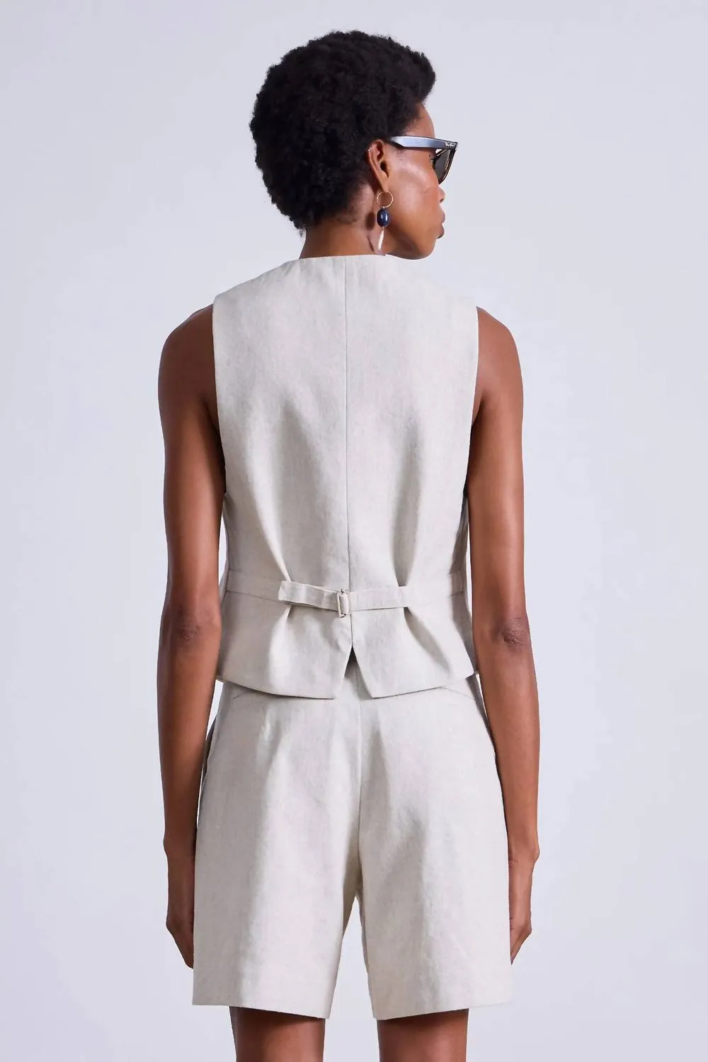 V-Neckline Cecilia Vest In Flax