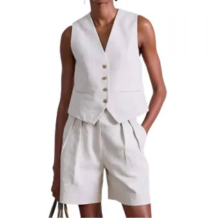 V-Neckline Cecilia Vest In Flax