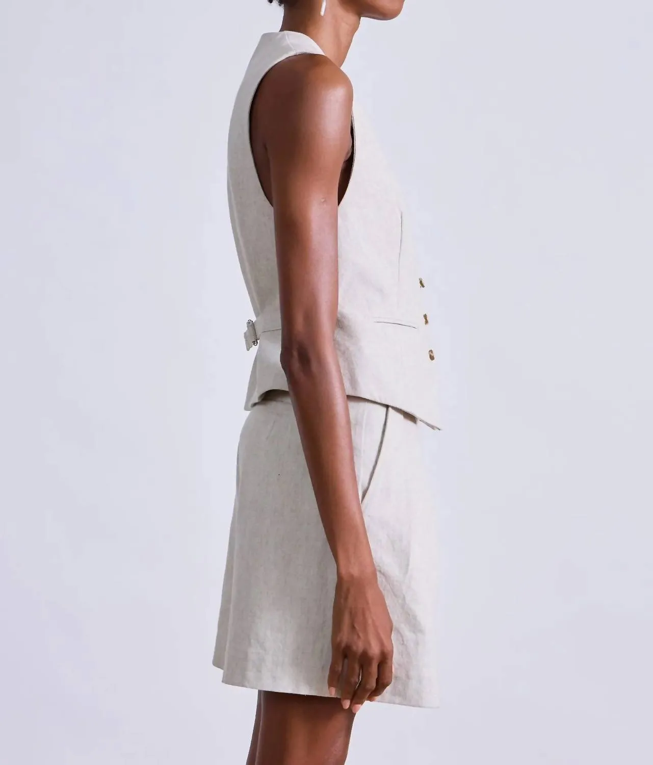 V-Neckline Cecilia Vest In Flax