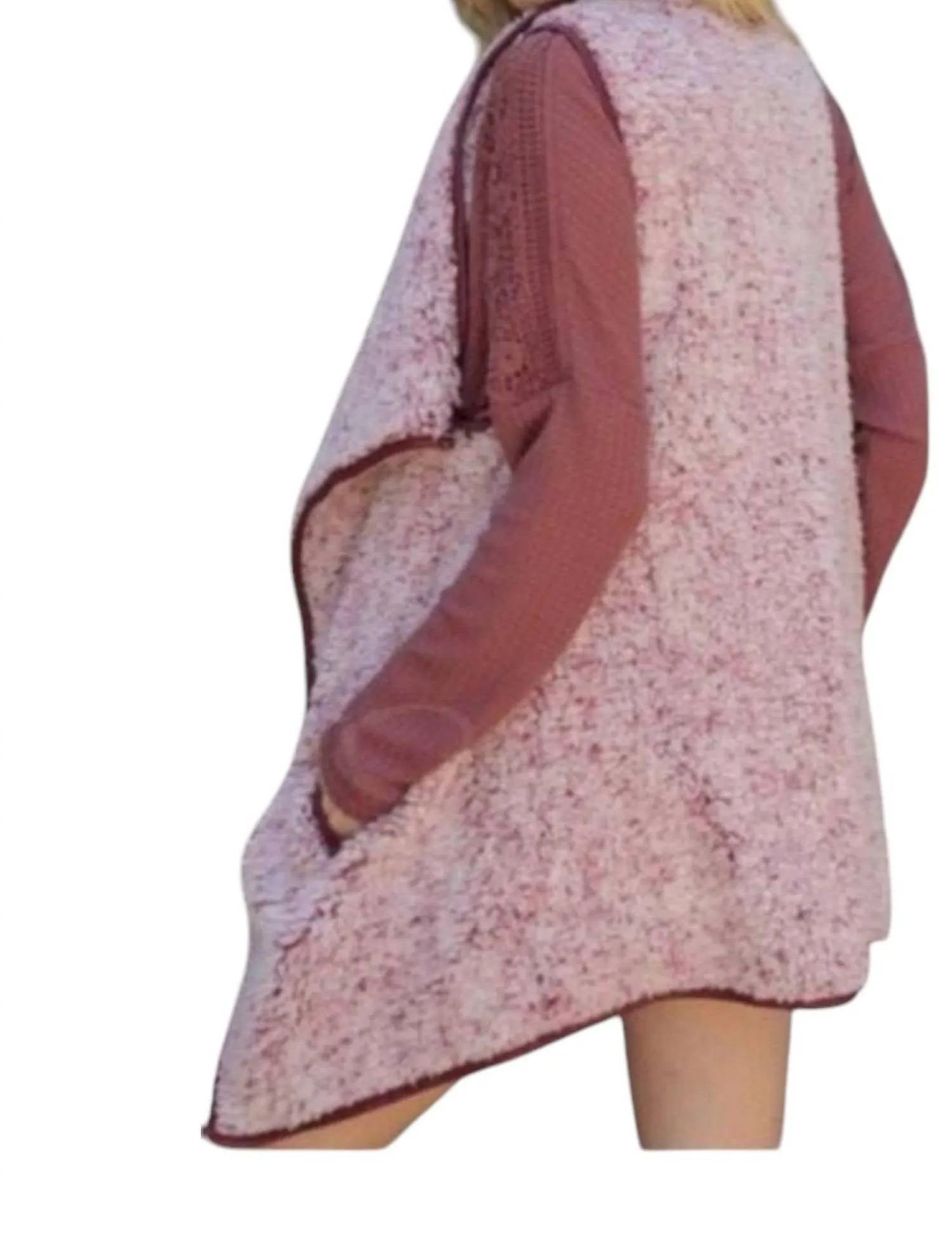 Vegan Faux Fur Sherpa Vest In Wine