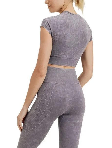 Waves and Crosses Seamless Raglan Crop Top AT2722 Mauve