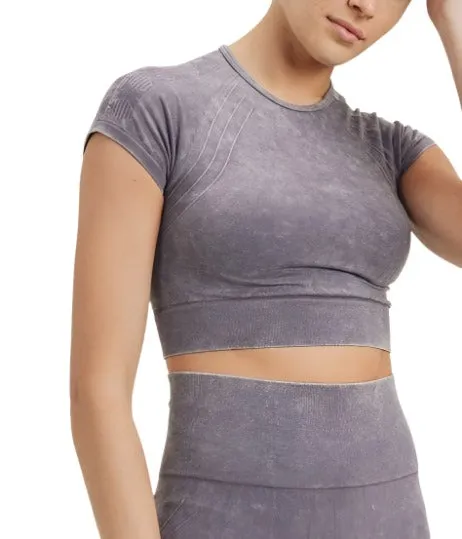 Waves and Crosses Seamless Raglan Crop Top AT2722 Mauve