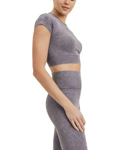 Waves and Crosses Seamless Raglan Crop Top AT2722 Mauve