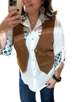 Wildflowers & Wild Horses Vest - Plus In Brown