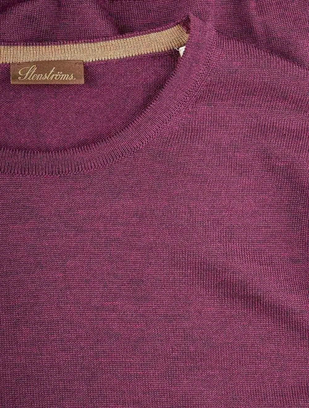 Wine Crew Neck Patch Sleeve Sweater Wine