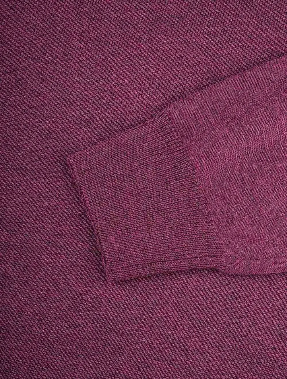 Wine Crew Neck Patch Sleeve Sweater Wine