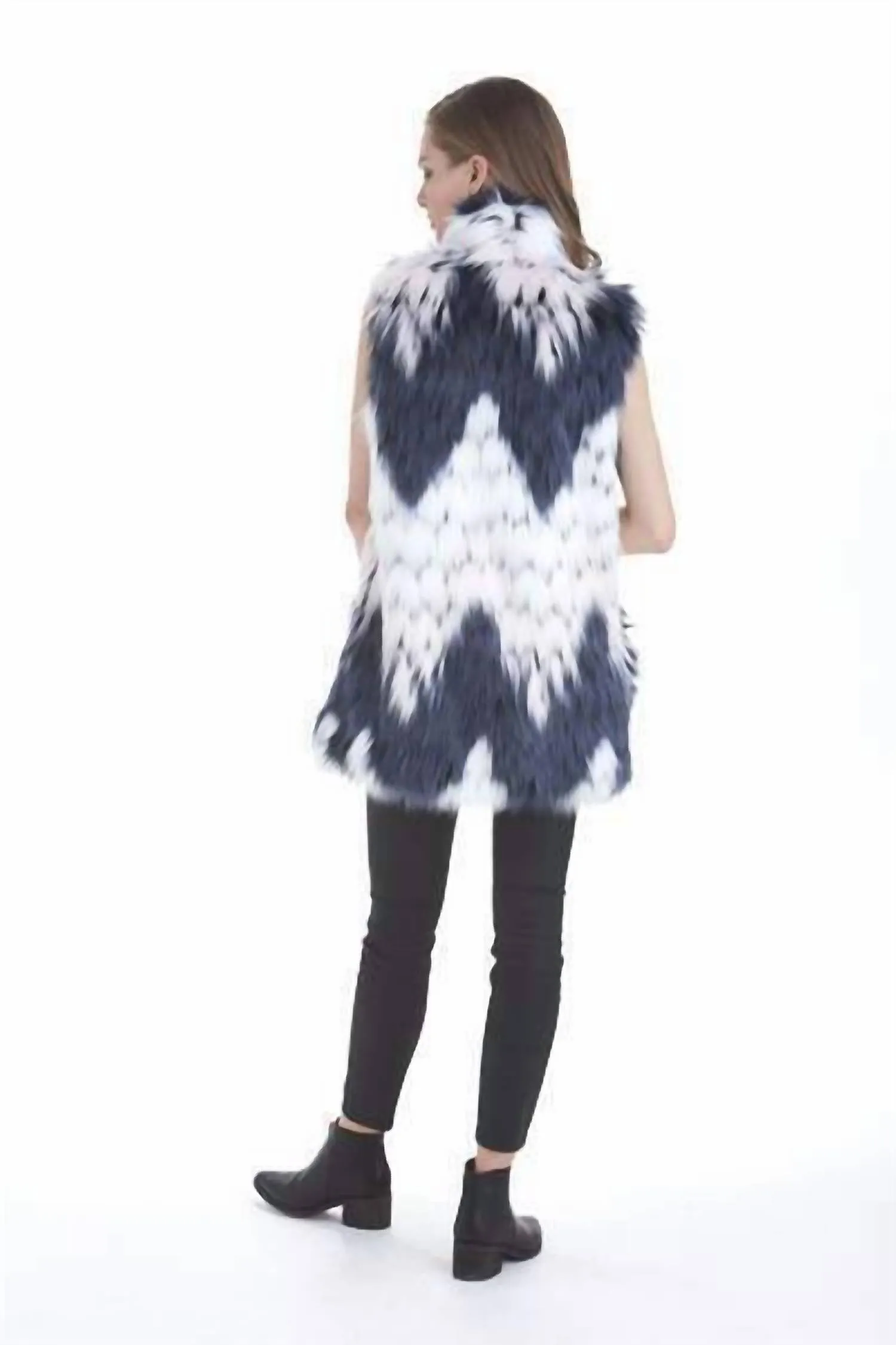 Winnie Textured Faux Fur Vest In Multicolor