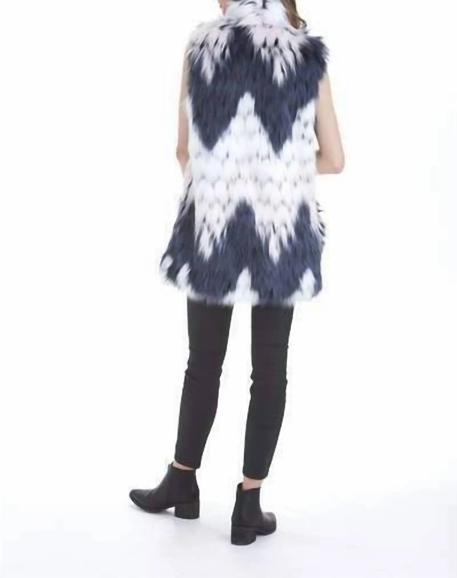 Winnie Textured Faux Fur Vest In Multicolor