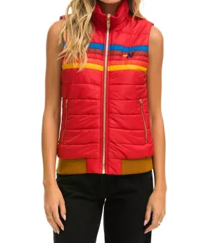 Women's 5 Stripe Vest In Cherry