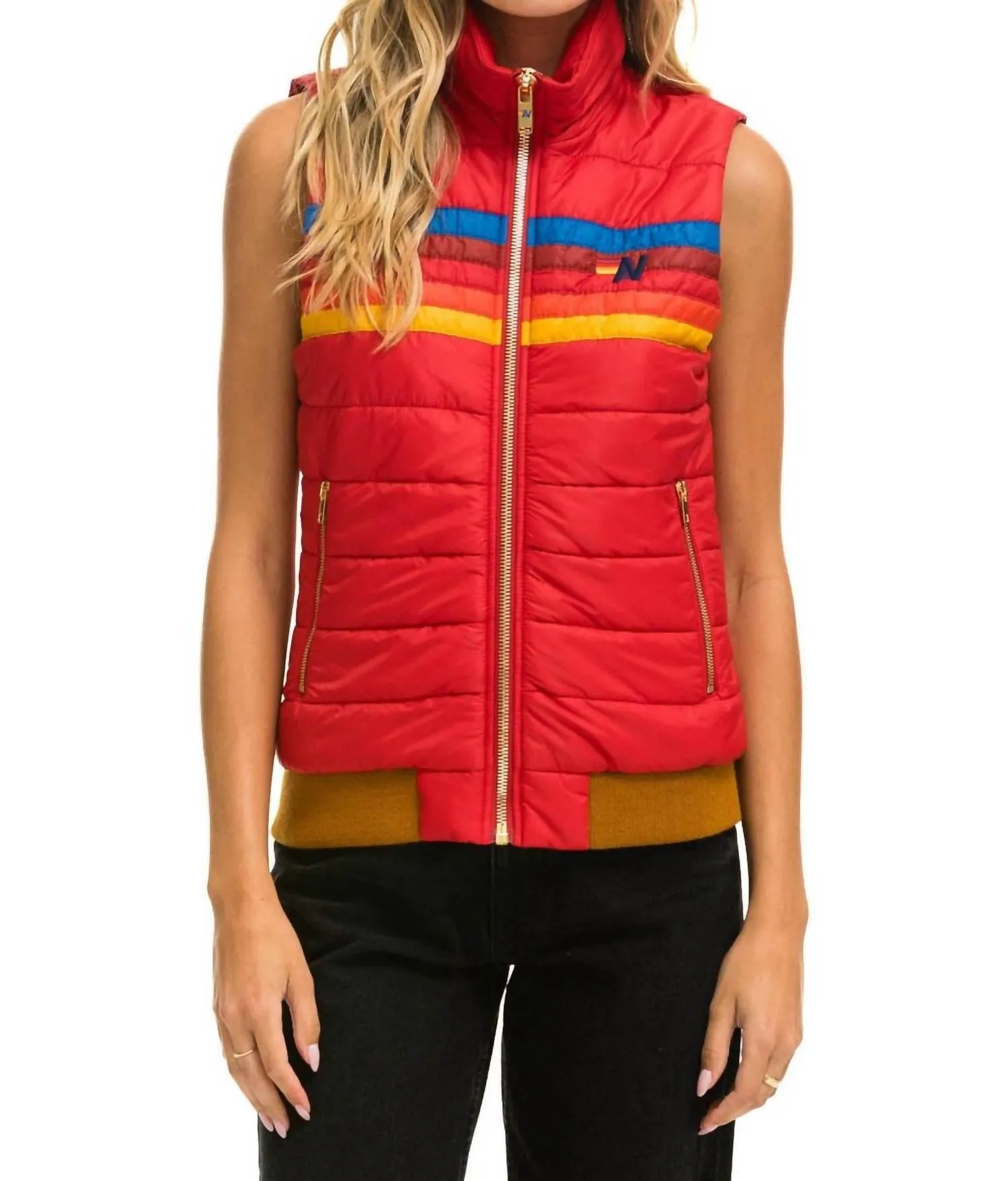 Women's 5 Stripe Vest In Cherry