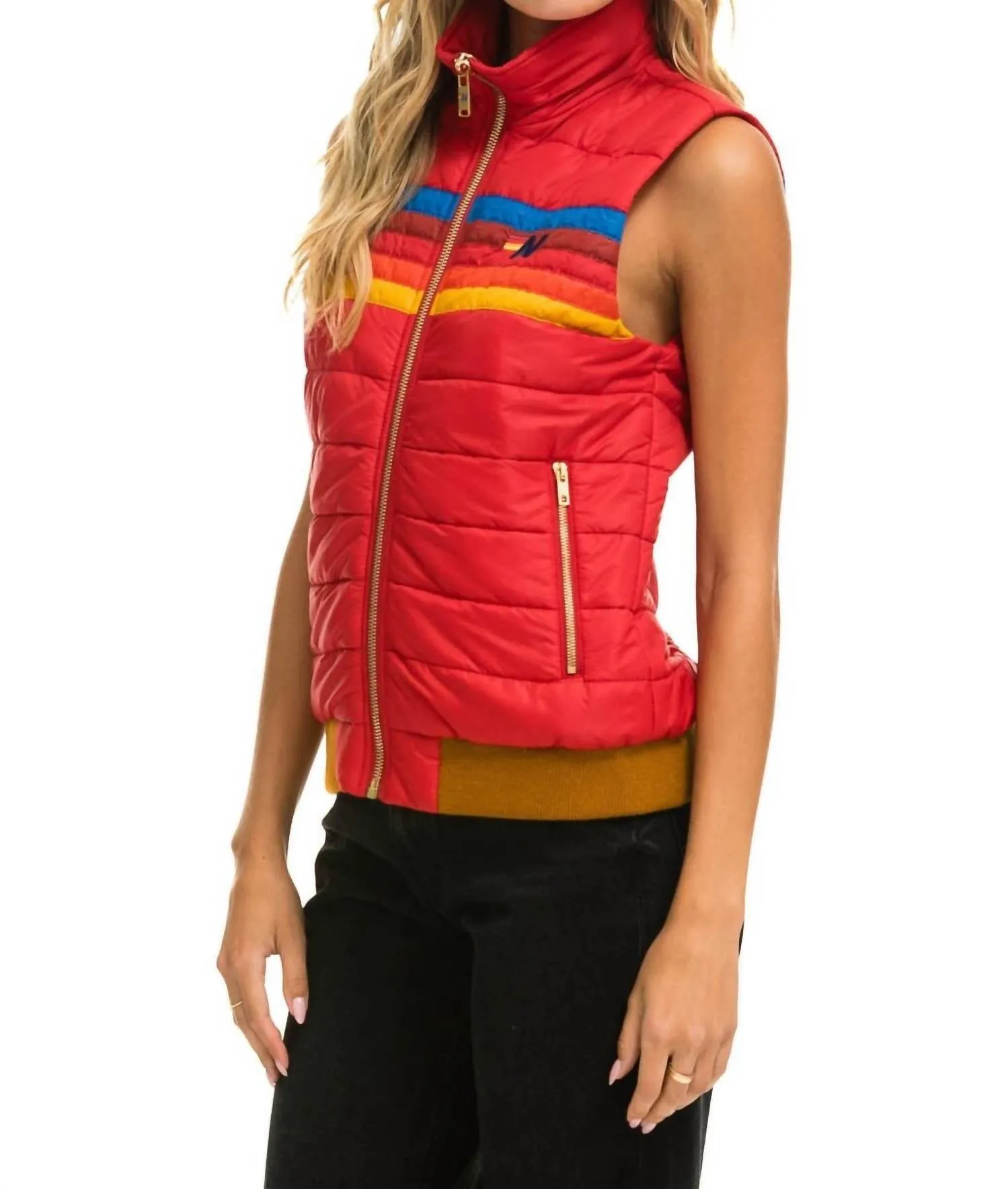 Women's 5 Stripe Vest In Cherry